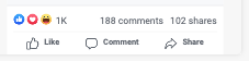 Facebook ad engagement screenshot showing reactions, comments, and shares